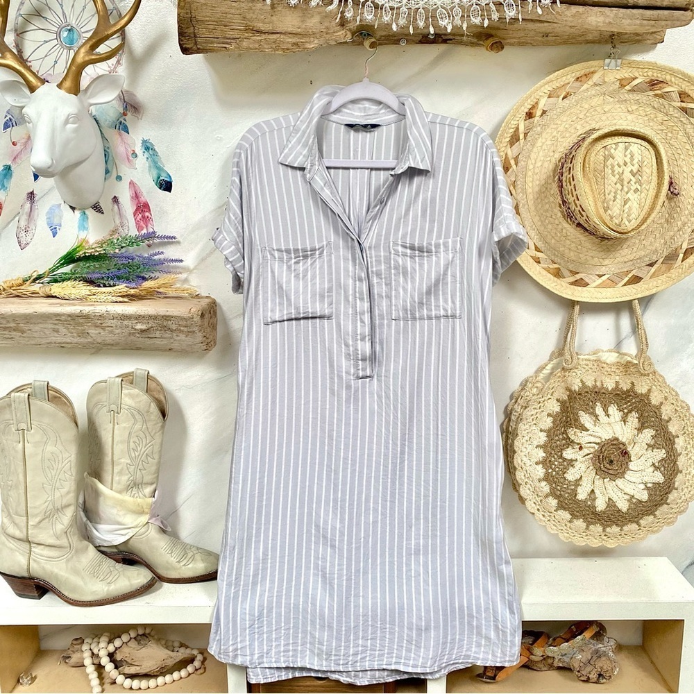 Comfy stripe Market summer boho dress w resort vacay cruise vibe - Picture 3 of 10
